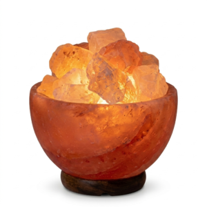 Aurora Fire Basin – Hand-Carved Himalayan Salt Bowl with Raw Crystal