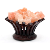Radiant Bloom Himalayan Salt Lamp – Sculpted Wooden