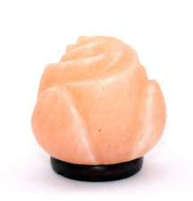 Hand-Carved Himalayan Salt Rose Bud Lamp – Natural Pink Crystal Floral Sculpture