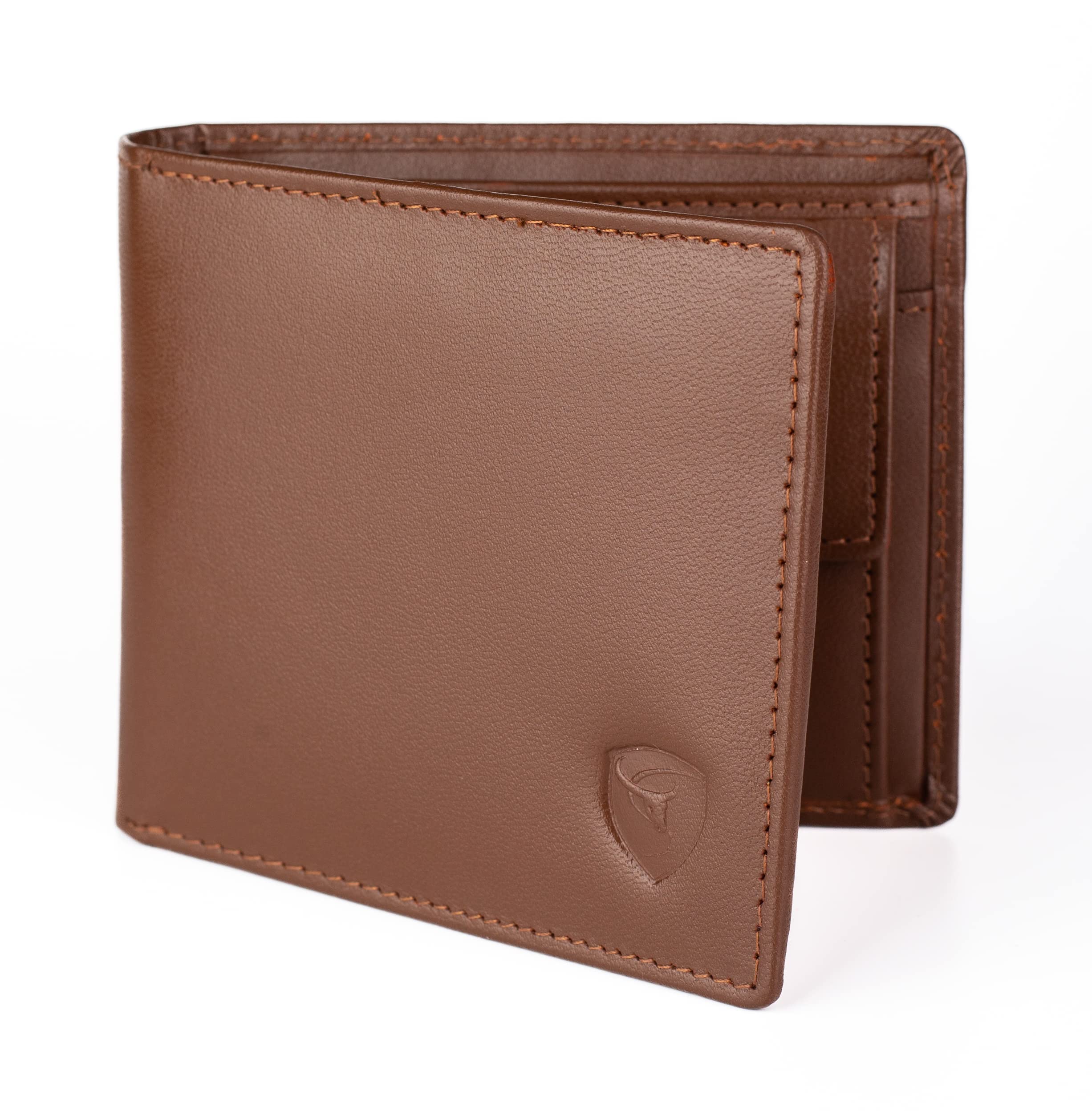 Premium Genuine Leather Men's Trifold Wallet β Classic Brown - Image 3